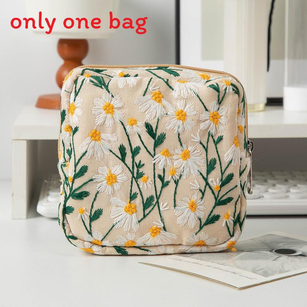 Breathable Canvas Toiletry Organizer With Flower Embroidery For Women And Men