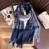 Unisex Korean Plaid Thick Winter Scarf with Tassels - Imitation Cashmere Shawl
