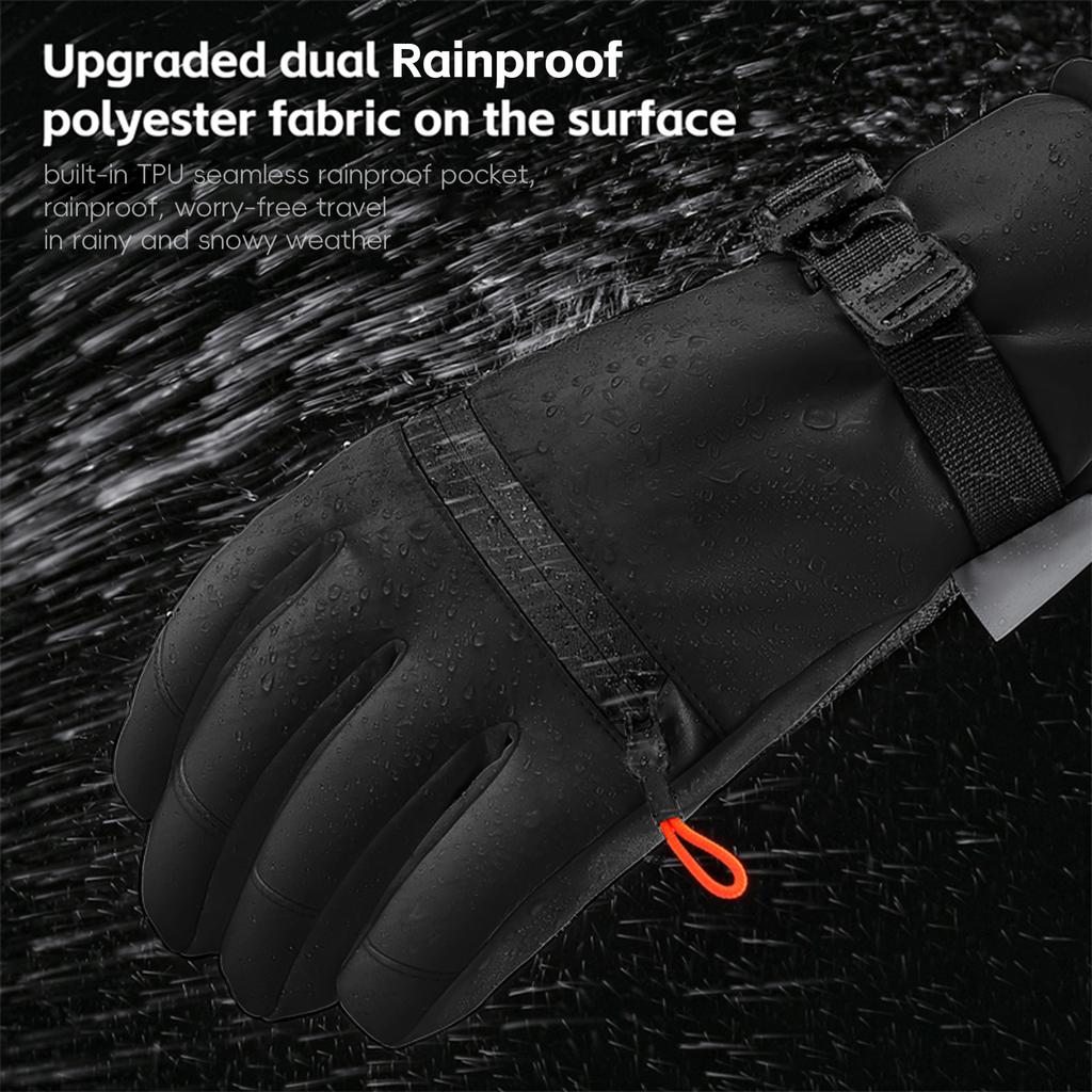 Cotton Ski Gloves Rainproof Cold Resilience -40℃ Touch Screen Slip-resilience Warm Gloves for Skiing Riding Winter Commuting Black L