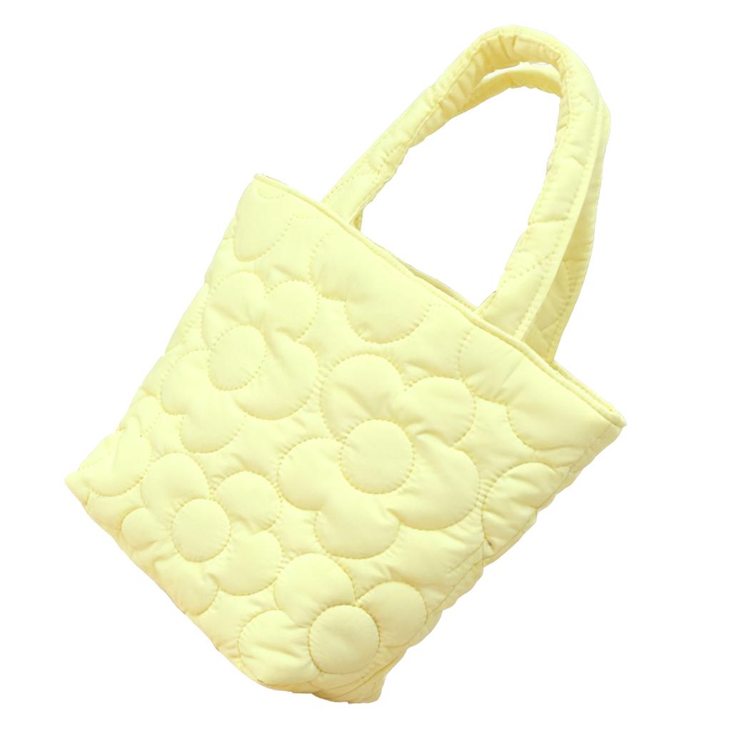 Flower Pattern Tote Bag Women Polyester Cute Elegant Handbag for Lunch Box Feeding Bottle Snack White