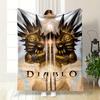 A Hooded, Armored Figure Holds a Glowing Sword with Symmetrical Wings. for All Seasons Blanket Lunch Break Throw Gift