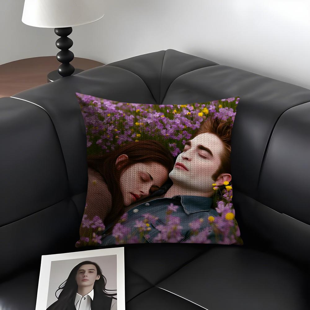 TTwilight Film Kissenbezug Natürlicher Leinen Bio-Stoff Doppelseitiger Druck Sofa Heimdekoration Geschenk Kissenhülle
