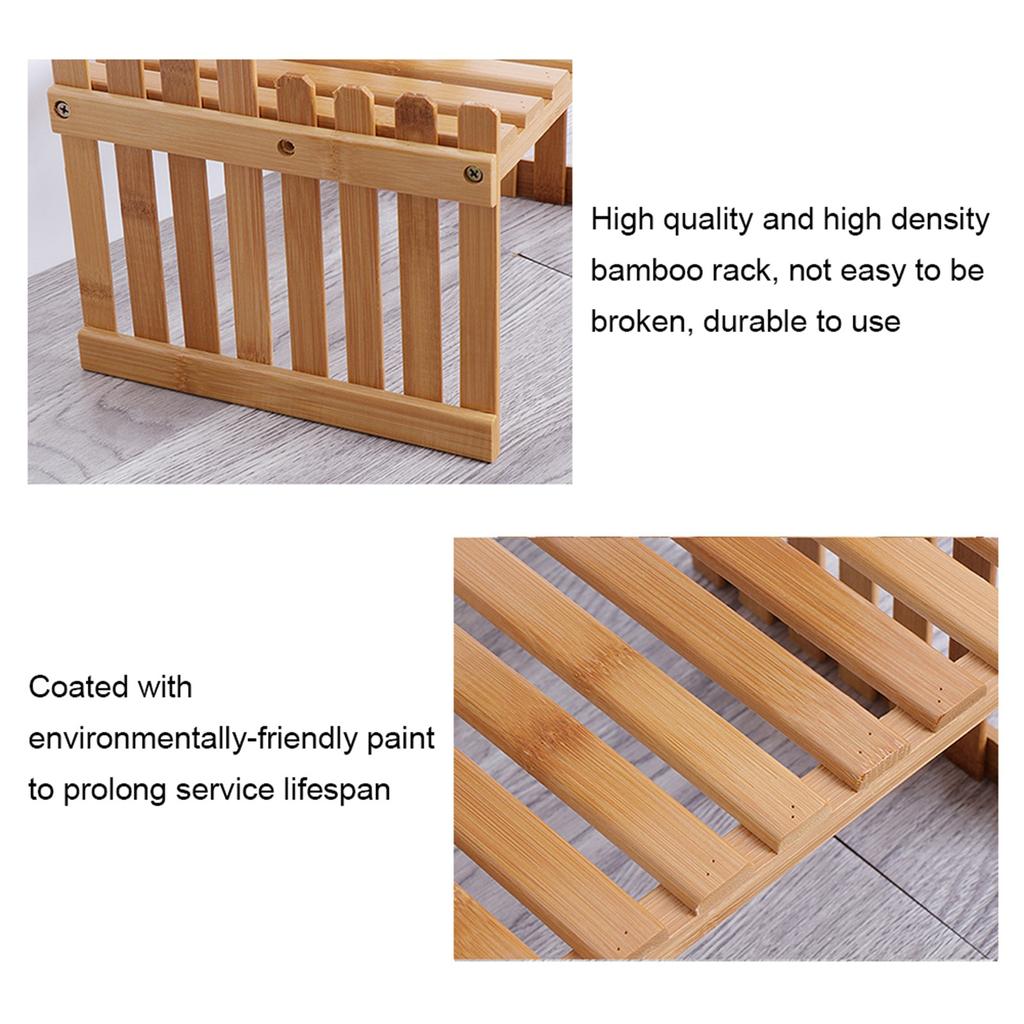 Countertop Bamboo Plant Shelf Bamboo Flower Pot Stand Balcony Flower Rack Cabinet Organizer Multi Function DIY Desktop