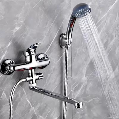 Bathtub Faucet Bathroom Shower Faucet Shower Set Single Handle Wall Mounted Dual Spout Hot Cold Mixer Valve Nozzle Tap Bathroom