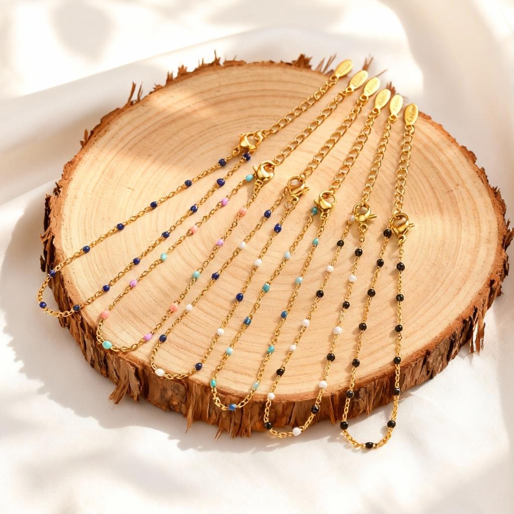 Chic Beads Link Cable Chain Bracelets Colorful Chains Bracelet for Women Waterproof Wrist Jewelry Gifts