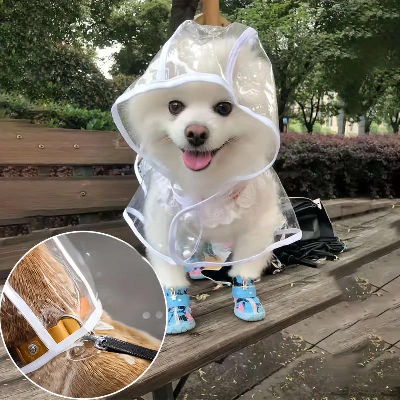 Genomskinlig Regnrock för Husdjur Regnjacka Vattentät Päls för Små Mellanstora Hundar Teddy Shiba Hund Poncho Utomhuspromenader Husdjurskläder