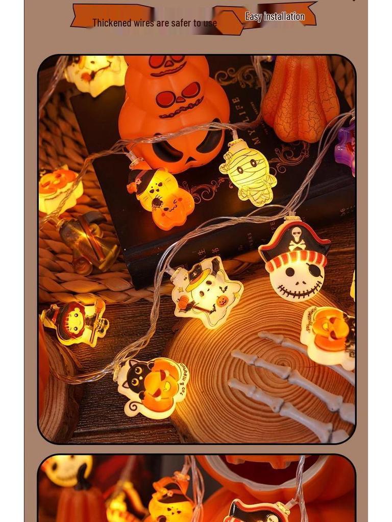 Halloween Spiderweb Skeleton String Lights: Retro Decorative Props