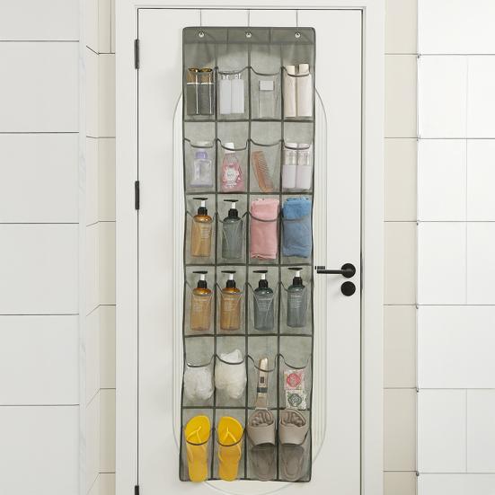 Over-The-Door Shoe Organizer 24 Mesh Pockets Over The Door Shoe Rack Breathable Hanging Storage Bag for Shoes Socks Toys