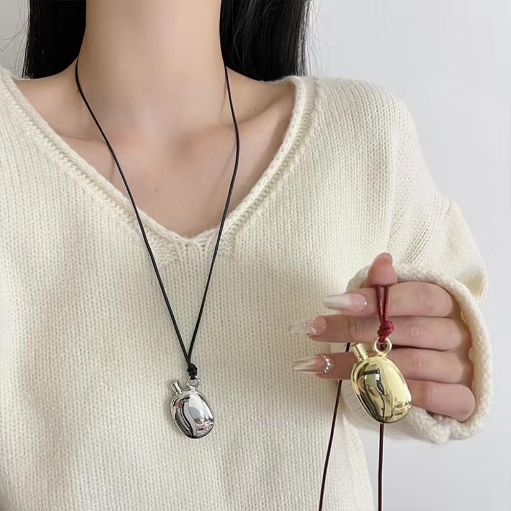 Metal Kettle Pendant Necklace Long Women Necklace New Sweater Chain  Jewelry Accessories