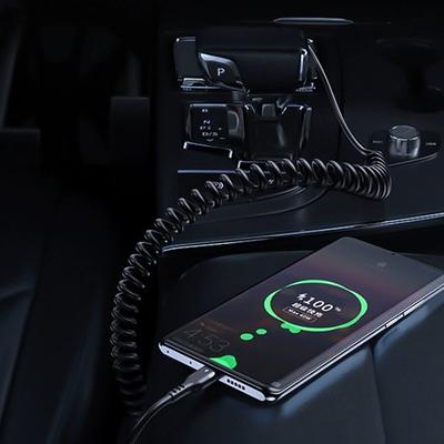 120W Usb Type C Fast Charging Cable 6A Spring Telescopic Car Charger Cable High Speed Charging Data Cable Phone Accessories