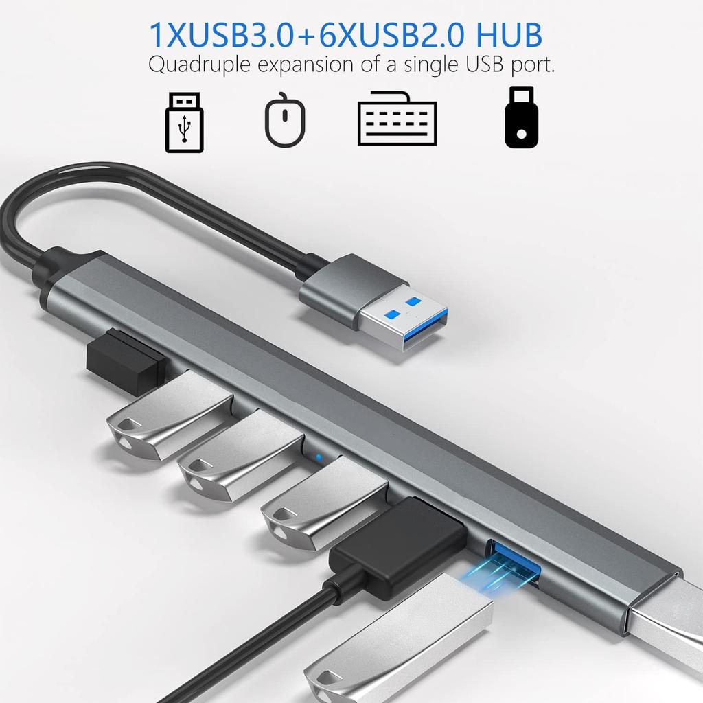 Xiaomi USB HUB Dock 3.0 7 Port USB 2.0 3.0 Hub Multi Splitter Adapter OTG Type C HUB For Lenovo HUAWEI Xiaomi Macbook Aluminum Alloy