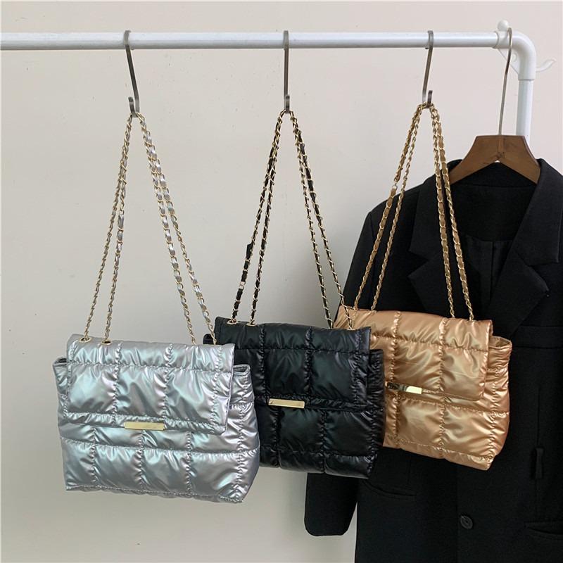 Fashion plaid embroidery thread underarm shoulder bag women's winter new cotton clothing bag light casual portable messenger bag