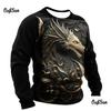 3d Men's Dragon Print T-Shirt Long Sleeve Man Oversized Tee Tops Casual O-Neck Pullover Animal Pattern Male Tshirt Clothes