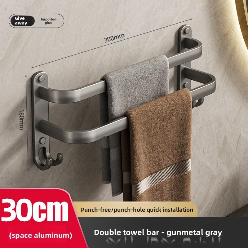 Modern Aluminum Wallmounted Towel Rack With Antimildew Finish For Bathroom And Kitchen Storage