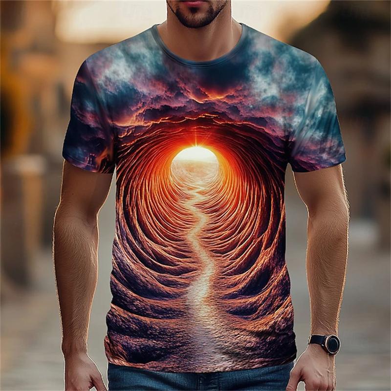 Fashion Three-dimensional Vortex Printed Men T Shirt Sales Personality Fun Graphic T Shirts For Men Oversized Tees
