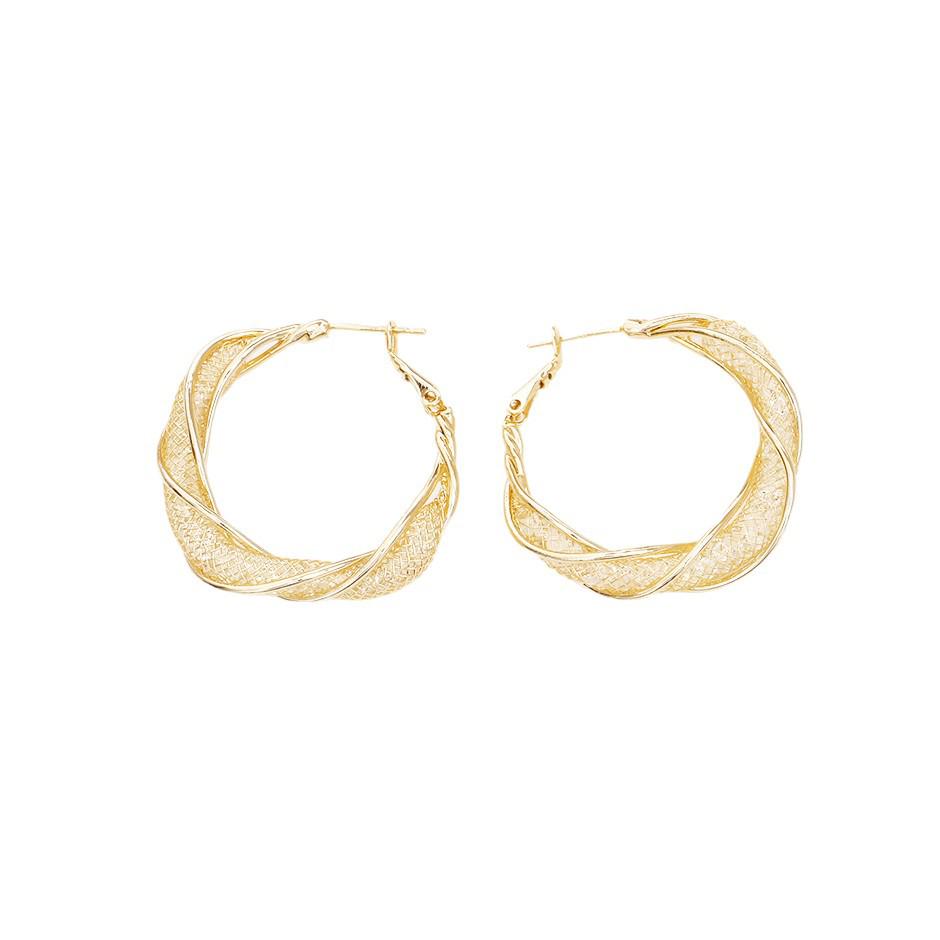 European & American INS Style Gold Mesh Earrings – High-End Fashion, Luxury, and Contemporary Design