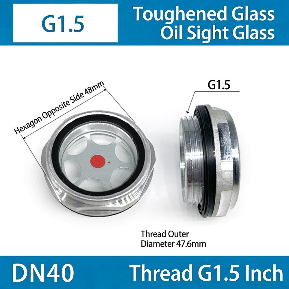 1Pcs G1/4 G3/8 G1/2 G3/4 Oil Sight Window Male Thread G1 G1-1/4 G1-1/2 BSP NPT Oil Level Sight Glass Tempered Glass Aluminum