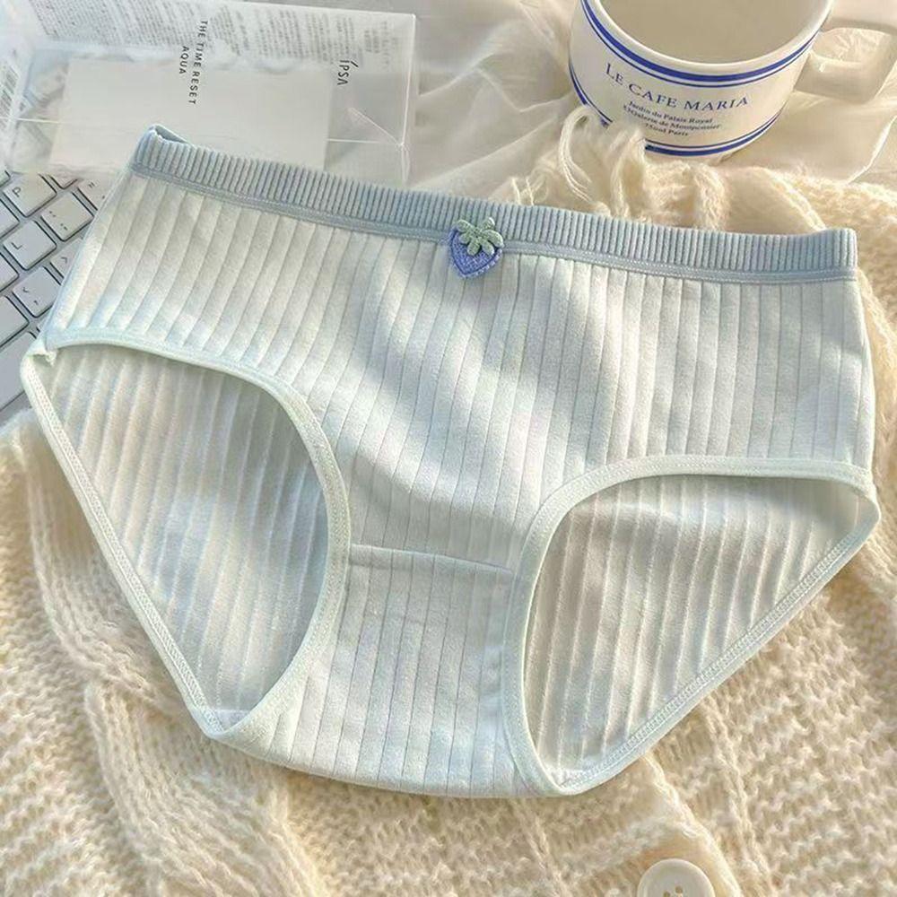5Pcs Knitted Fabric Seamless Triangle Panties Large Size Mid Waist Underwear  Student Girl