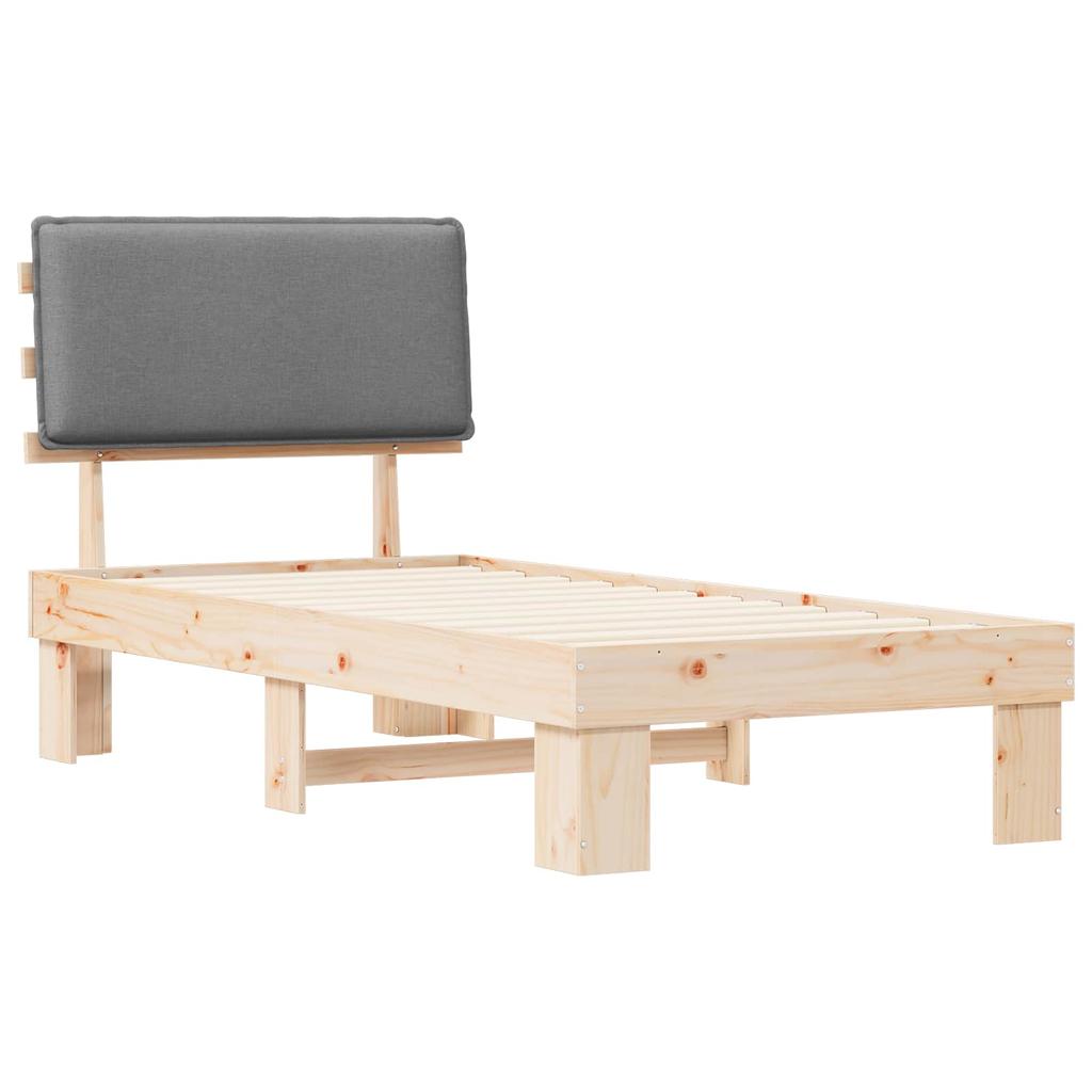 Bed Frame with Padded Headboard Light Grey 75 x 190 cm