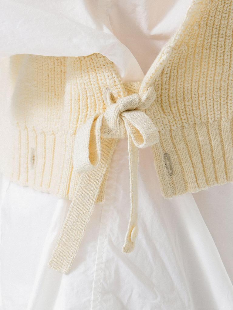 Beams Boy Women's Short Red Cross Knit Vest, Ivory, One Size, 13050146126