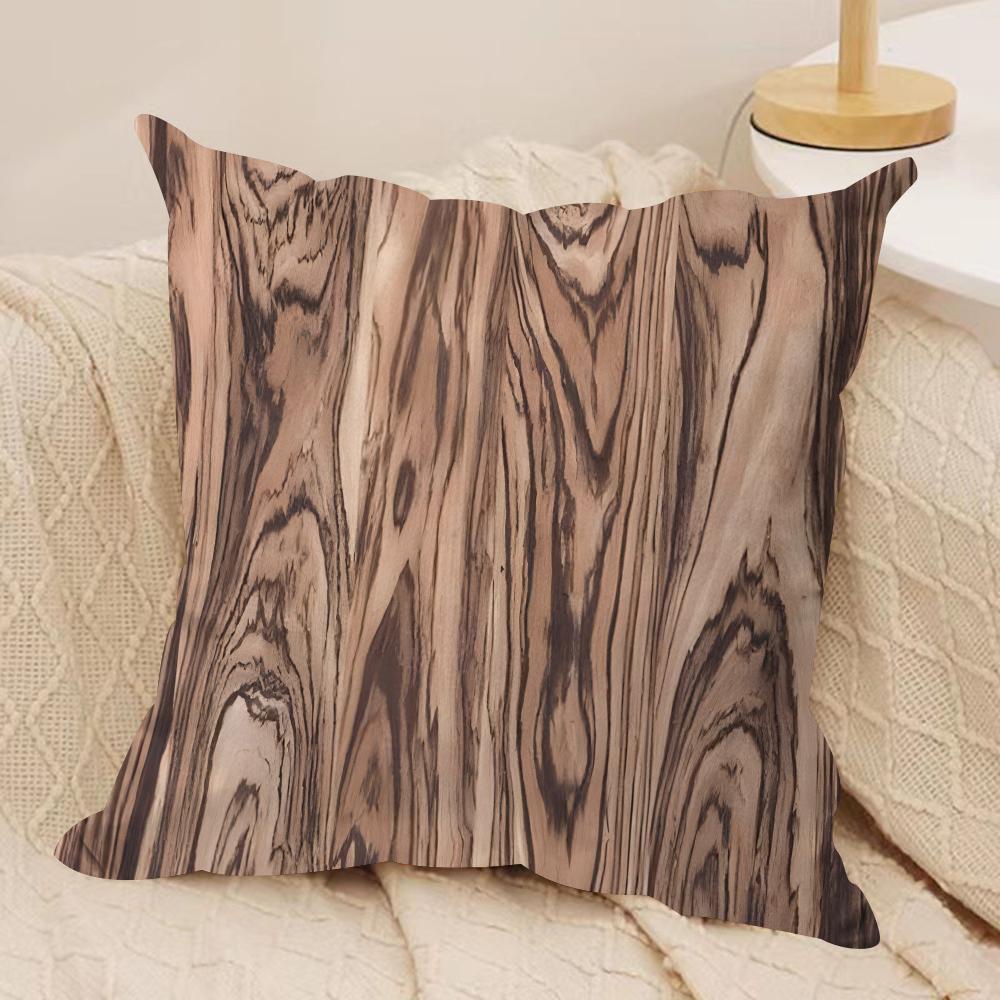 Classic Wood Grain Cushion Cover Soft Plush Fabric DoubleSided Printed Cushion Covers for All Seasons Home Decor
