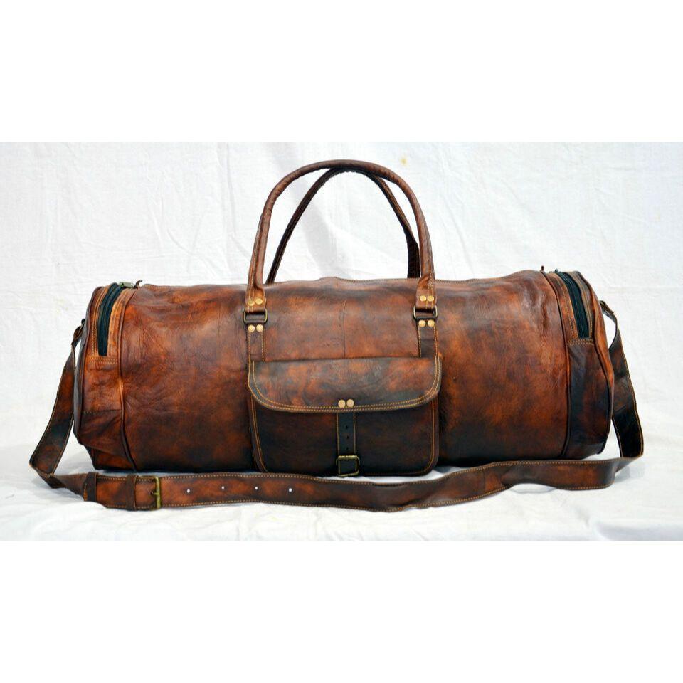 Vintage Leather Overnight Travel Duffle Luggage Gym Bag Handmade Men Weekend