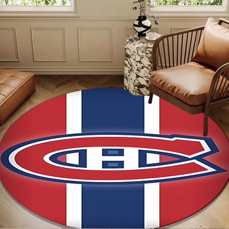 Canadiens Hockey Team Round Rug for Livingroom,Bedroom, Palyroom, Chair Rug, Area rug, Circle Carpet, Large Size Decor Fan Christmas gift