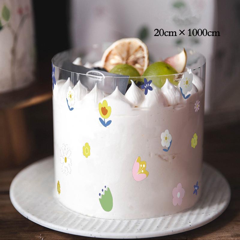 1 Roll 10M Cake Wrapping Tape Film Flower Transparent Cake Collar Chocolate Candy Baking Cake Decorating Tool