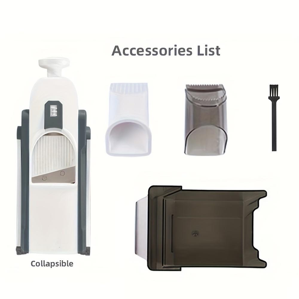 Mandolinskjærer, Sikker fingerdesign, Potet- og grønnsakshakker, Pommes frites-kutter, Justerbar tykkelse, Profesjonelt kjøkkenredskap, Grønn plast