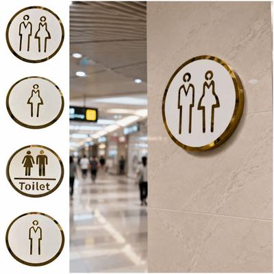 Acrylic WC Signboard Double-layers WC Instruction Sign Simple Public Toilet Sign  Hotel Use