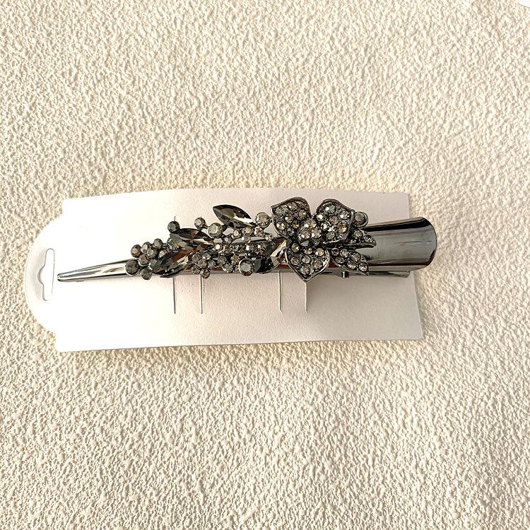 

Большая темпераментная ретро заколка для волос со стразами - Женский аксессуар для прически пучок серый