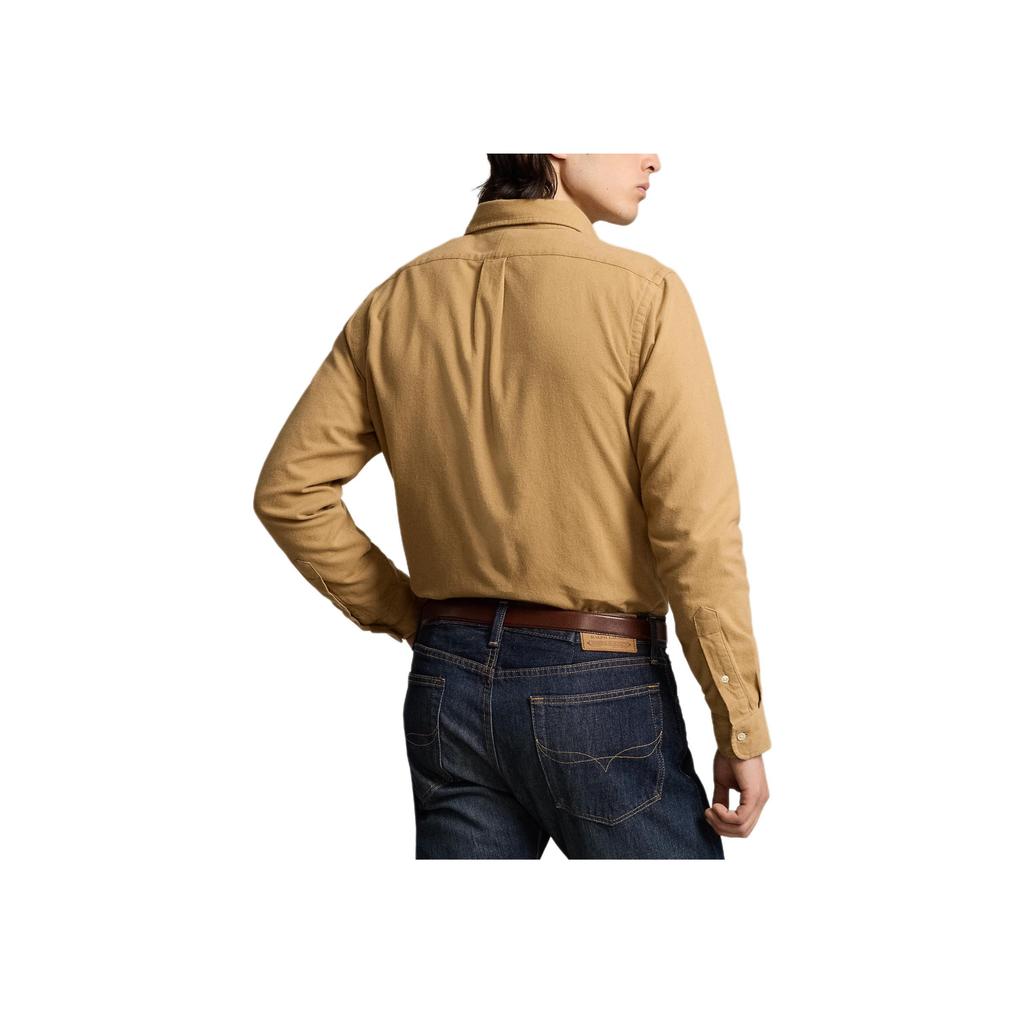 Polo Ralph Lauren Solid Color Polo Collar Single-Breasted Long Sleeve Shirt With Embroidered Pony Men Shirts Camel MNPOWOV16823884-260