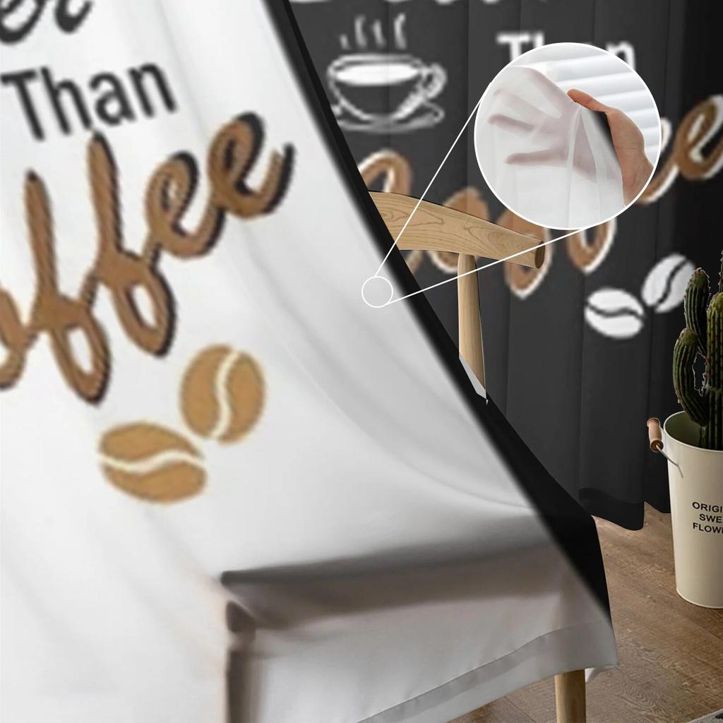 Coffee Cup Coffee Beans Sheer Curtains Bedroom Voile Curtain Living Room Window Sheer Curtains Kitchen Tulle Drapes