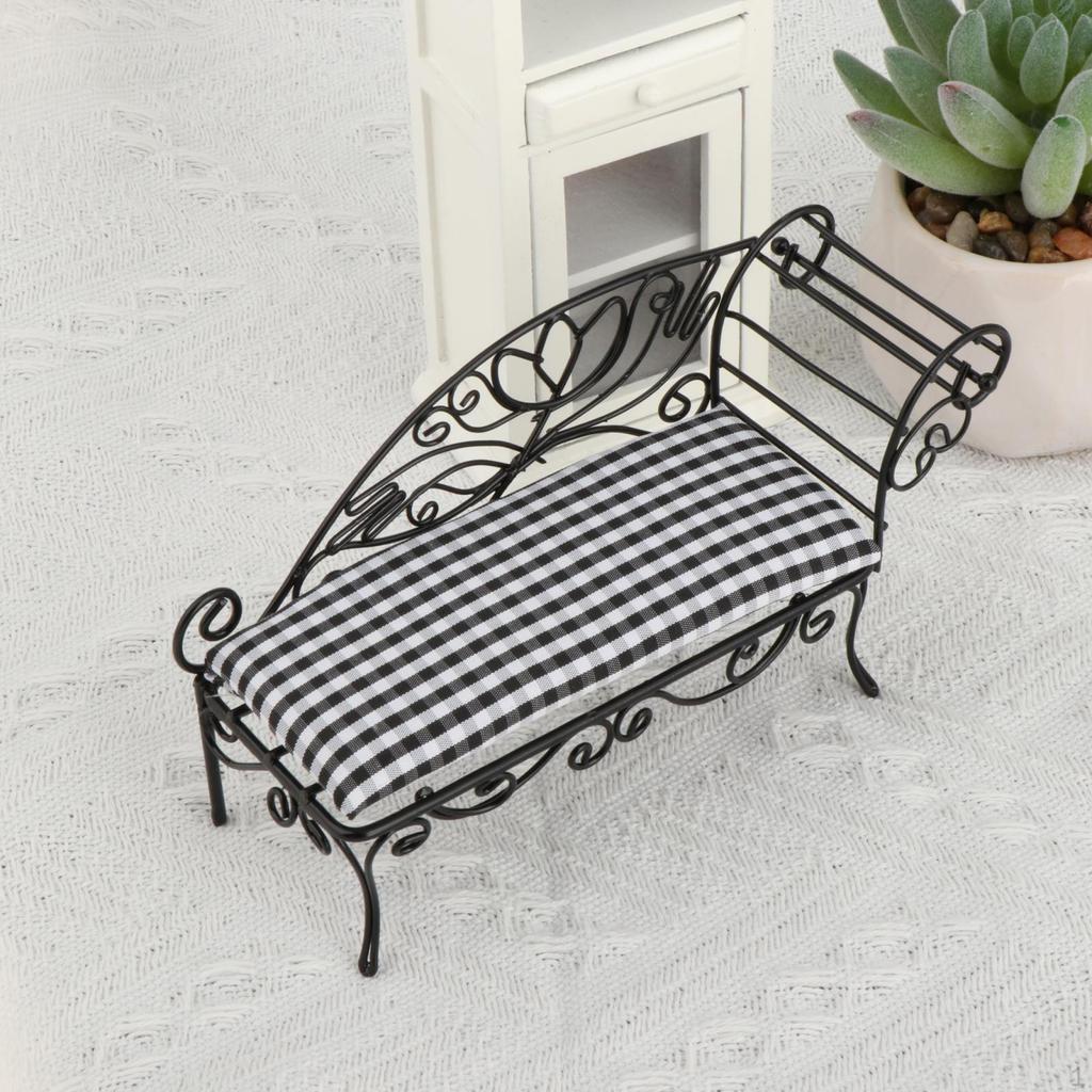 1/12 Dollhouse Couch Sofa Miniature Bench Scene Ornament Collectible Landscape Simulation