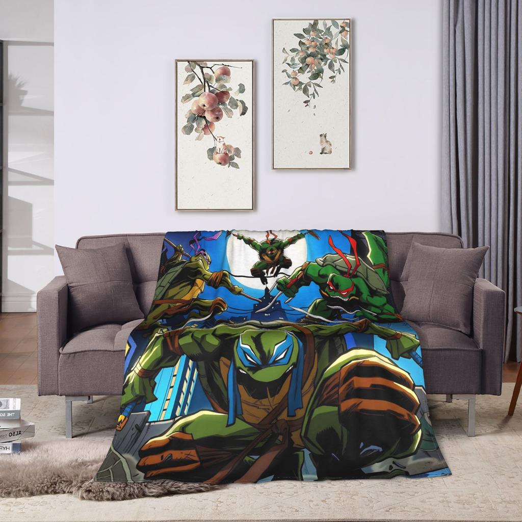 Soft Blankets Camping TMNT Game  Throw Blanket  Flannel Bedspread For Couch Chair Sofa Bed Street Trend Sofa Bed Cover
