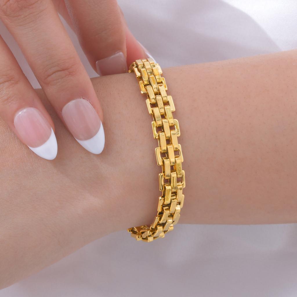 Vnox Stylish Strap Chain Bracelets for Men Boys Gift Jewelry, 10.7MM Wide Stainless Steel Links Wristband, Father's Day Gift Dad