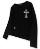 Damiswi Gothic Cross Henley Neck Long Sleeve_Black