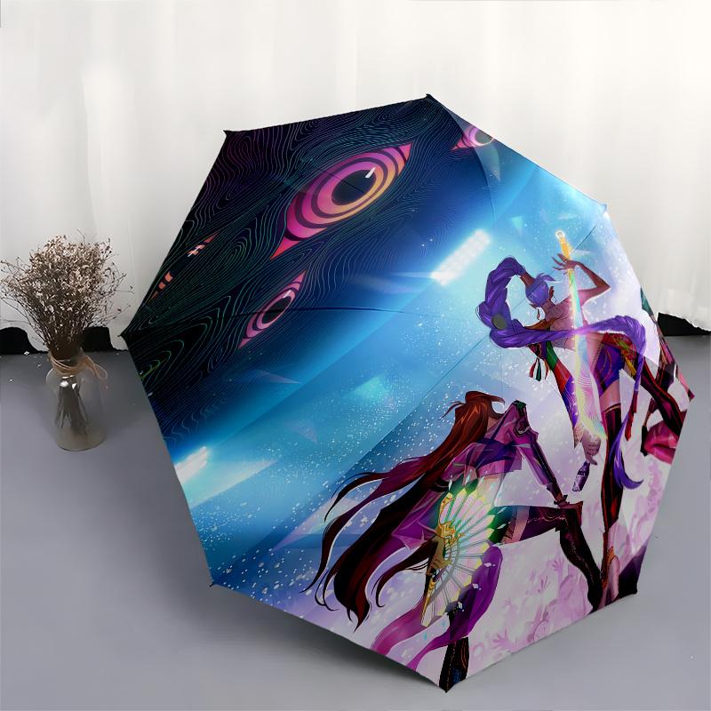 Ombrello pieghevole KPop Demon X con apertura e chiusura automatiche, telaio a 8 stecche e design compatto da viaggio, perfetto per tutte le occasioni | Elegante