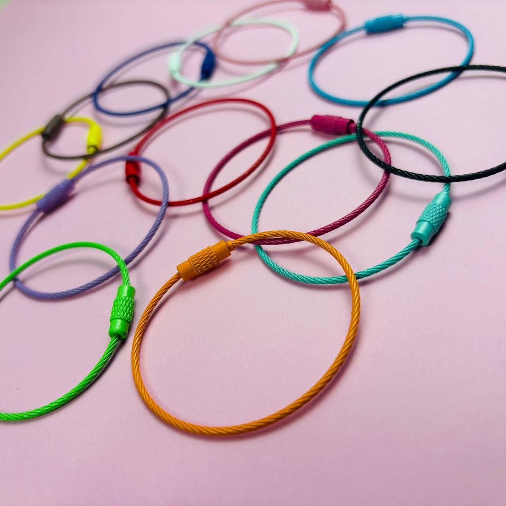 Punktfärgad Emaljerad Ståltrådsring, Målad/Rostfri Stålring, Repspänne, Godisfärgad Ståltrådsrep