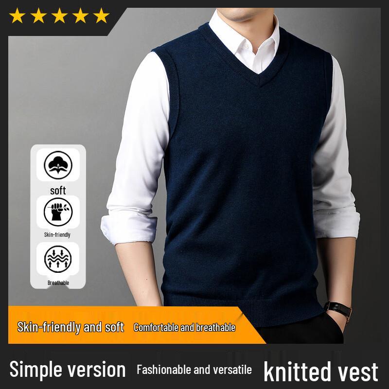 Hengyuanxiang Herren Strickweste mit V-Ausschnitt