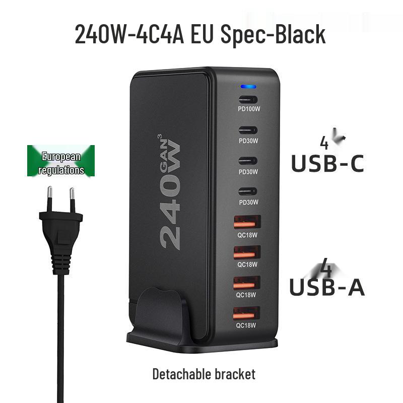 240W GaN PD Multi-Port Charger for Phones and Laptops - High Power Desktop Charging Station