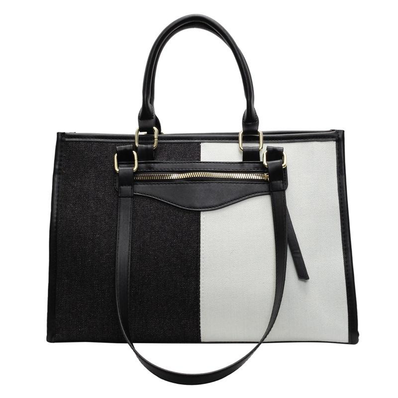 

Large Capacity Tote Bag for Women Casual Fashion Ladies Splice Denim Handbag Designer Luxury Shoulder bags Ladies Messenger Bags чёрный