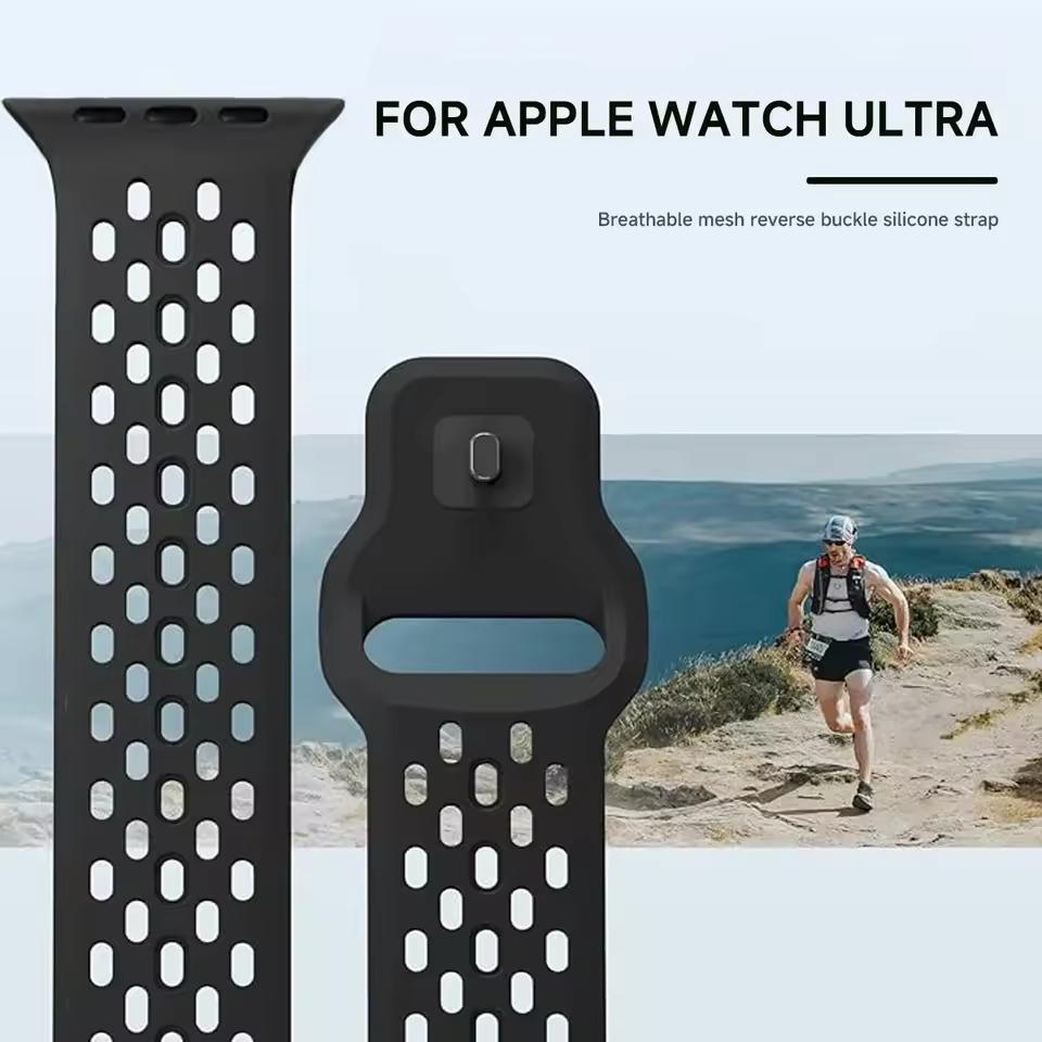 Silicone Sports Strap for Apple Watch Ultra Band 49mm 46mm 45mm 44mm 42mm 41mm 40mm Bracelet iWatch Series 11 10 9 8 7 6 SE3 Belt