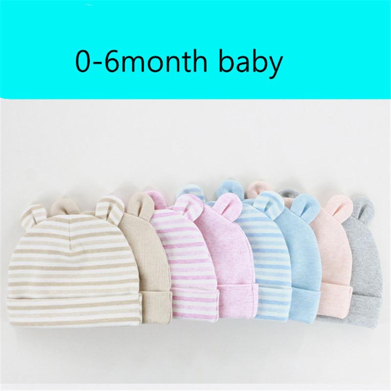 2Pcs/pack Hot Sale Newborn Female Bear Ear Baby Beanie Other Material Dobby Style Four Seasons 17*14cm
