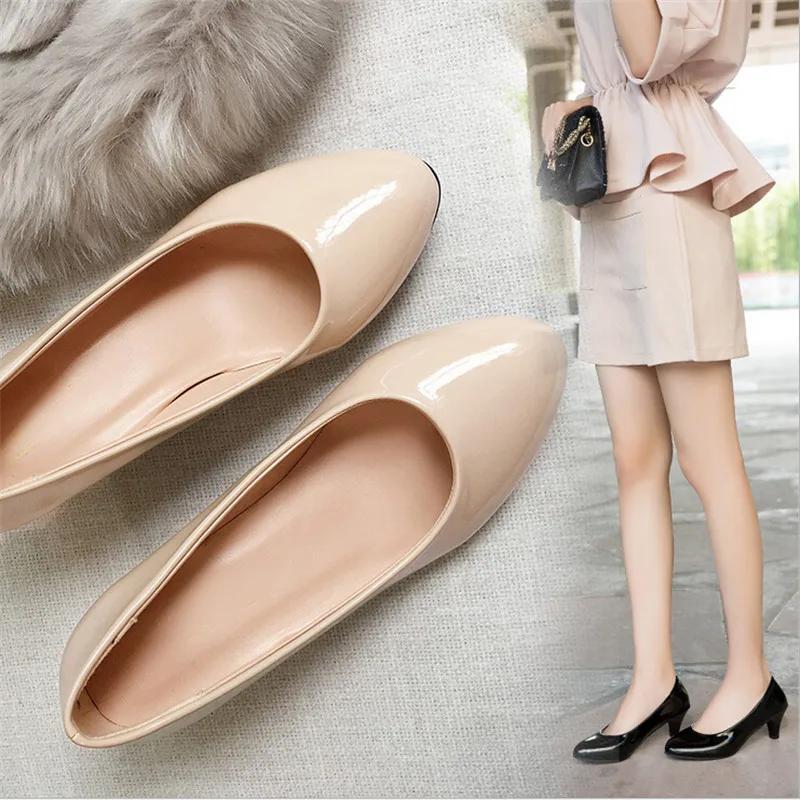 Fashion Shoes Ladies Pumps Medium Heel Nude Sexy High Heels Weeding Shoes Women Office Work White Pumps Party Shoes