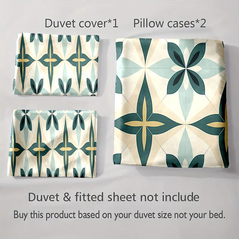 Geometric floral pattern. Bedding Duvet cover sets Duvet covers Pillowcases gifts (1 * Duvet Cover 2 * Pillowcases, without duvet insert)