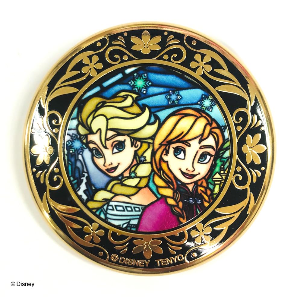 Tenyo Stunning Gold Badges Disney Characters Disney Princesses [Box of 10] 24K Gold Plated Tin Badges, Approx. 5.6cm Diameter