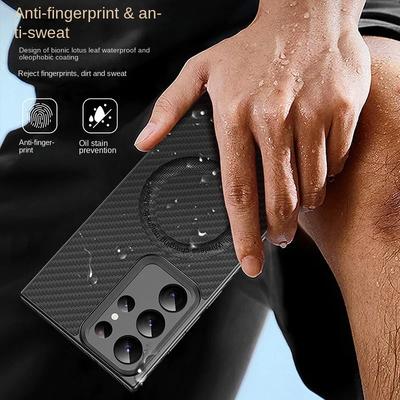 TPU Pozlacené Luxusní Textura Uhlíkových Vláken Pouzdro na Telefon pro Samsung Galaxy S24 S23 S22 Ultra Plus + Kryt s Magnetickým Sáním
