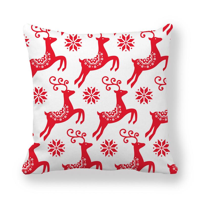 Creative And Unique Christmas Deer Digital Printing Short Plush Pillow Covers For Car Sofa Office Cushion Cover Home Goods