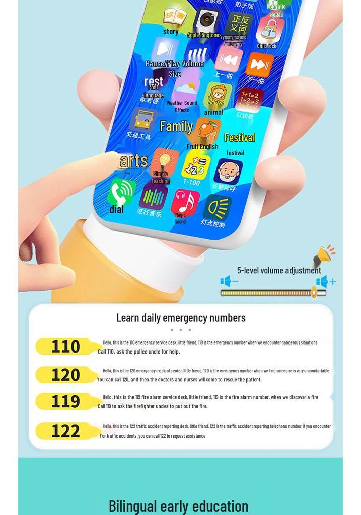 Personalized Bilingual Early Learning Educational Phone - English/Chinese Multifunctional Rechargeable Smart Learning Device for Kids